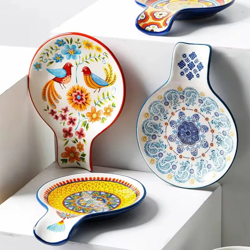 حامل أطباق أدوات المطبخ من السيراميك مع حامل ملاعق -  Kitchen Accessory Utensil Dishes Rack Ceramic Spoon