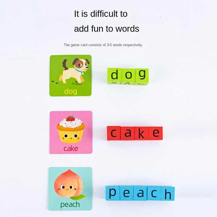 مكعبات بناء حروف خشبية ألعاب تهجيلية أحرف . Wooden Letter Building Blocks Spelling
