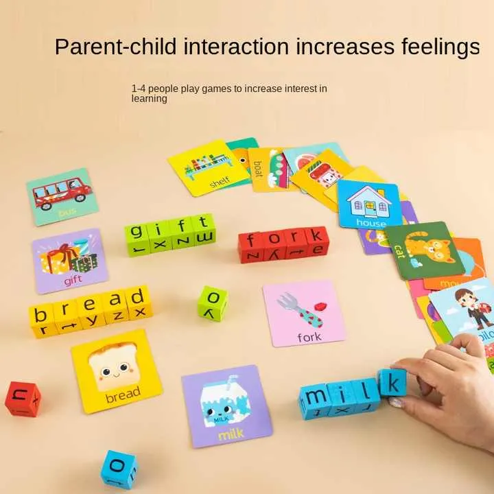 مكعبات بناء حروف خشبية ألعاب تهجيلية أحرف . Wooden Letter Building Blocks Spelling