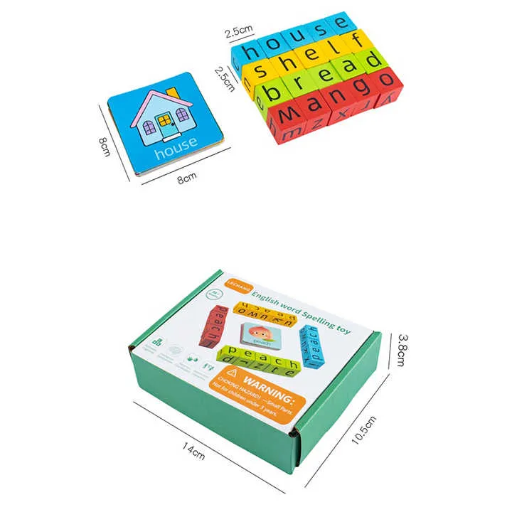 مكعبات بناء حروف خشبية ألعاب تهجيلية أحرف . Wooden Letter Building Blocks Spelling