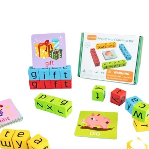 مكعبات بناء حروف خشبية ألعاب تهجيلية أحرف . Wooden Letter Building Blocks Spelling