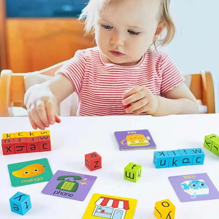 مكعبات بناء حروف خشبية ألعاب تهجيلية أحرف . Wooden Letter Building Blocks Spelling