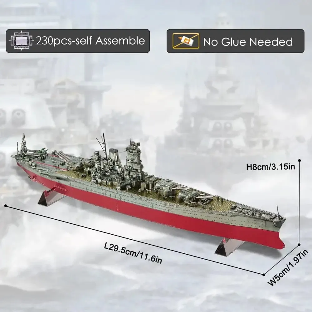 3d Metal Puzzle Musashi Battleship Assembly Model Kits Jigsaw Diy Toys for Kids Brain Teaser Gifts for Adult