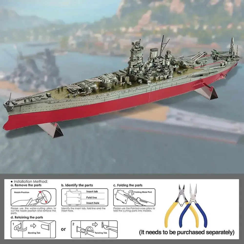 3d Metal Puzzle Musashi Battleship Assembly Model Kits Jigsaw Diy Toys for Kids Brain Teaser Gifts for Adult