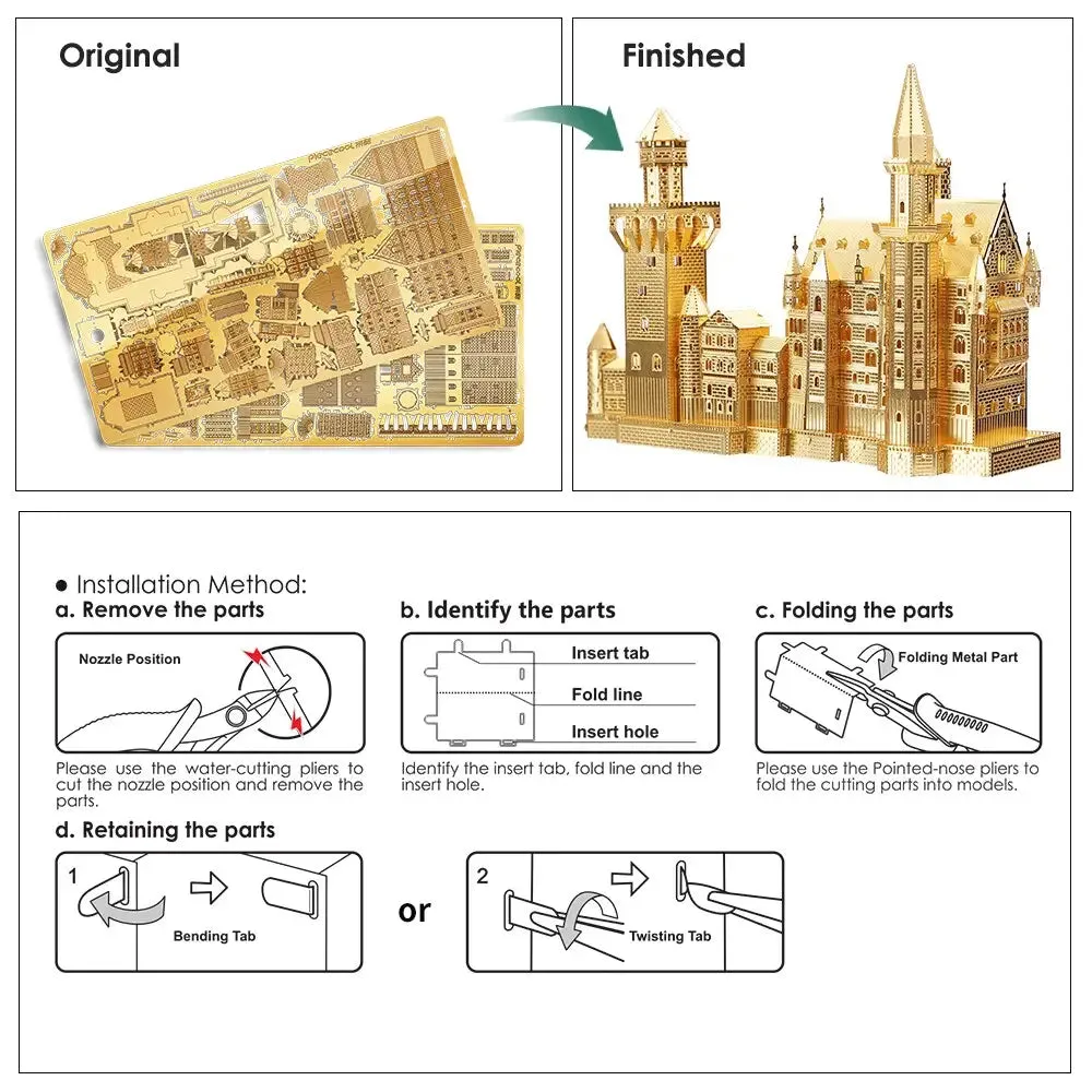 3d Metal Puzzle Neuschwanstein Castle Model Building Kits Diy Toys Jigsaw for Teen Adult Birthday Gifts