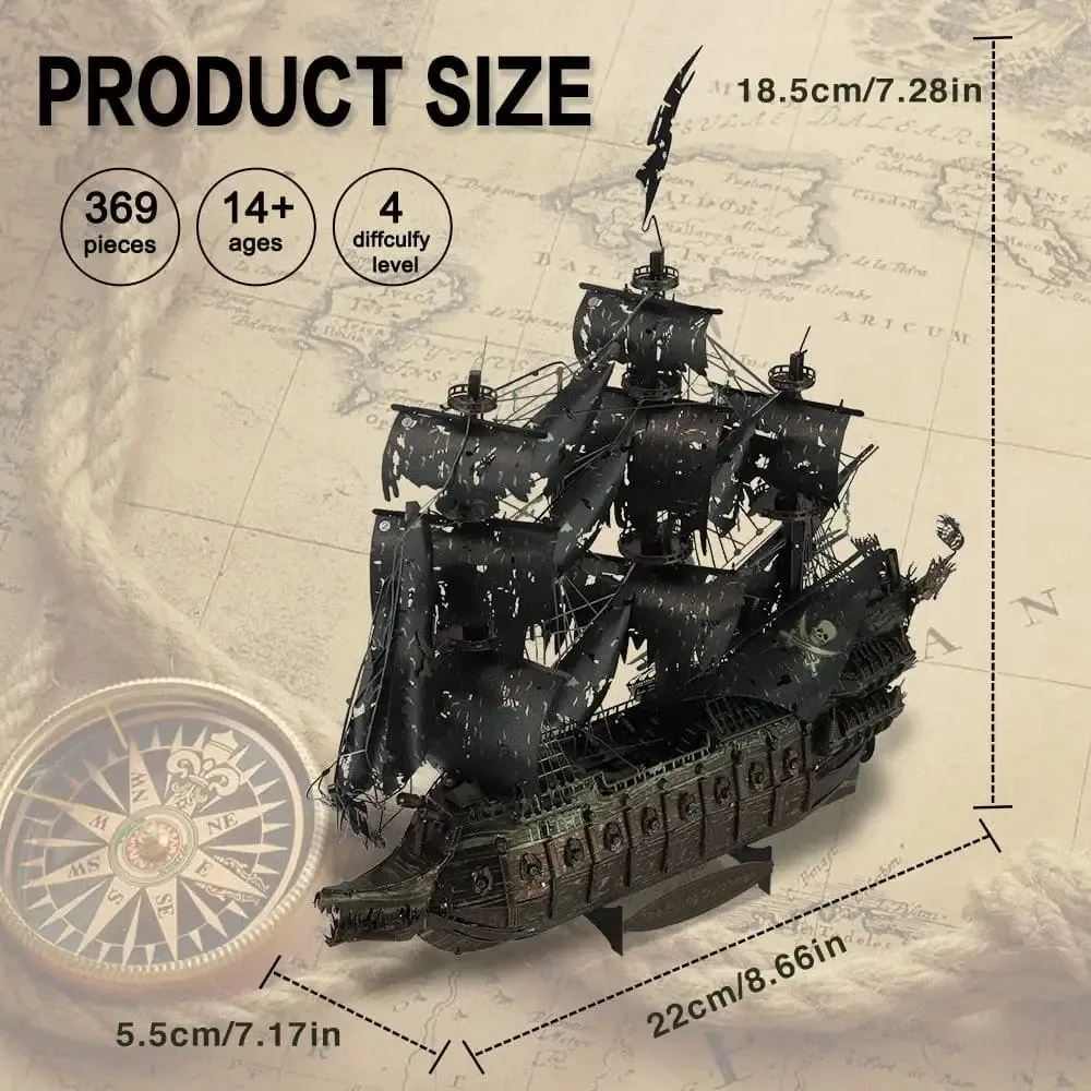3d Metal Puzzle the Flying Dutchman Model Building Kits Pirate Ship Jigsaw for Teens Brain Teaser Diy Toys