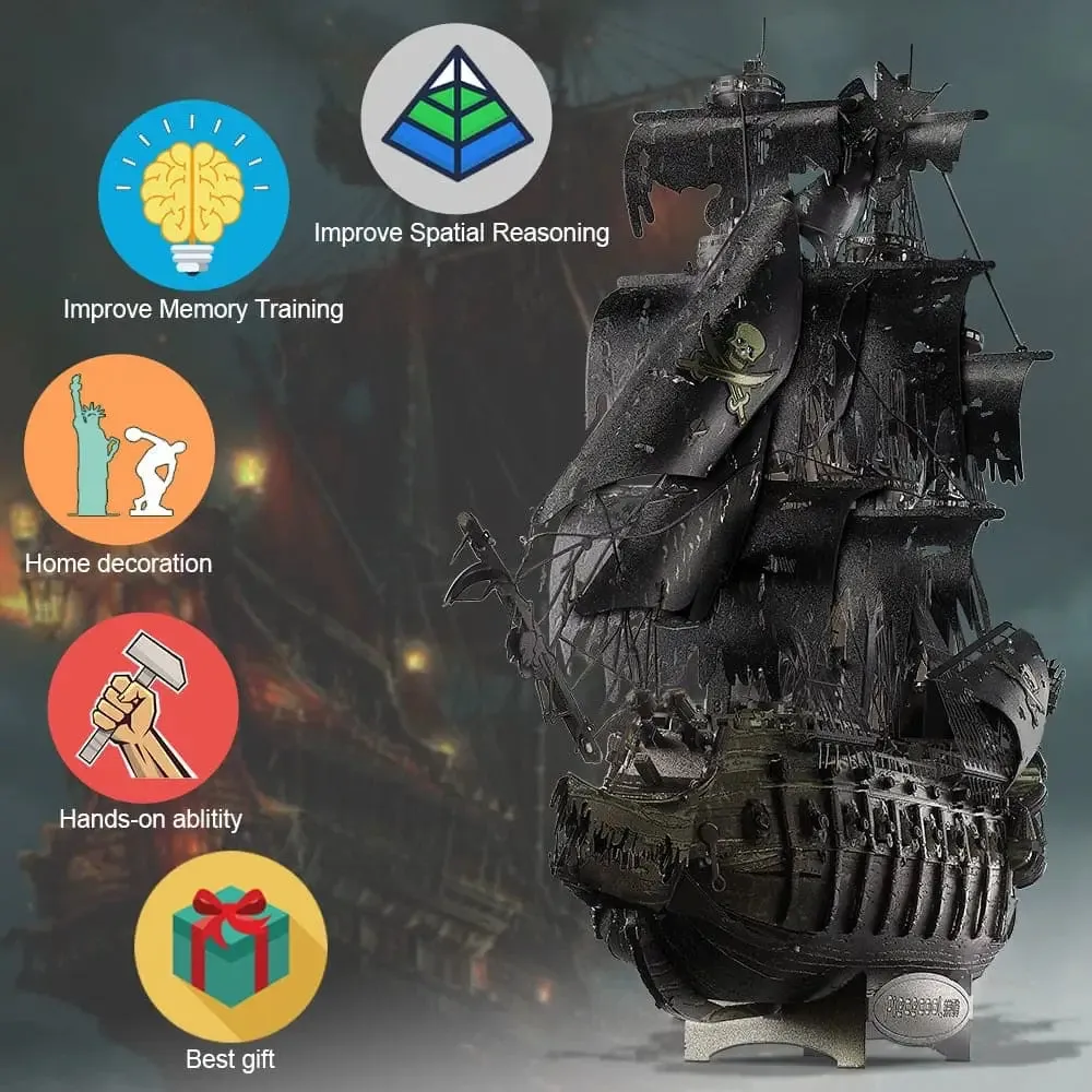 3d Metal Puzzle the Flying Dutchman Model Building Kits Pirate Ship Jigsaw for Teens Brain Teaser Diy Toys