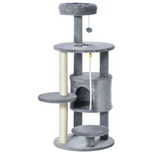 Activity Center Cat Tree with Scratching Post, 112cm - Dark Grey