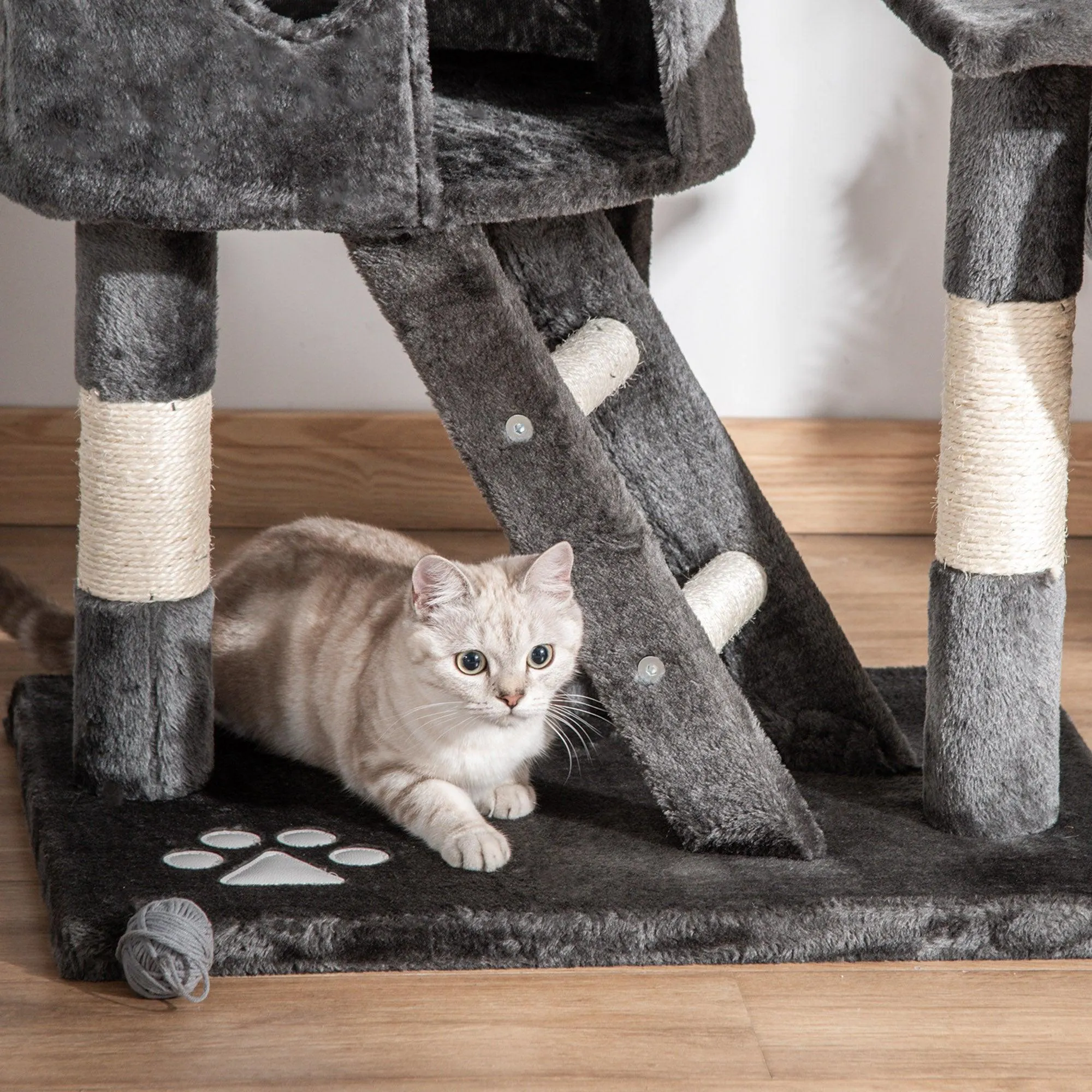 Adjustable Height Cat Tree, 240-260cm - Dark Grey