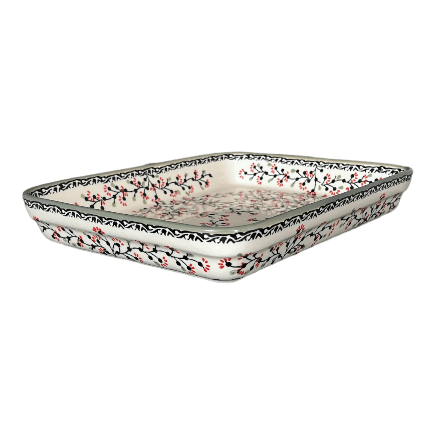 Baker, Rectangular, Shallow, 9" x 11" in "Cherry Blossoms - Solid Rim" by Manufaktura | P104S-DPGJA
