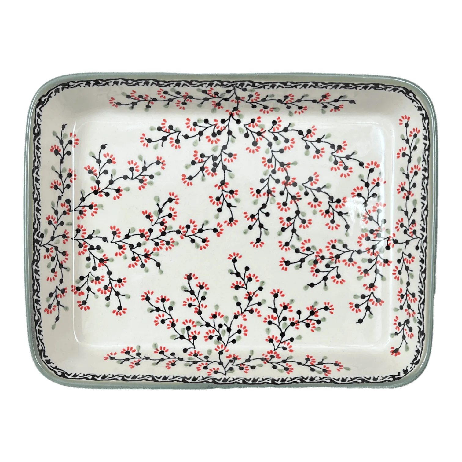 Baker, Rectangular, Shallow, 9" x 11" in "Cherry Blossoms - Solid Rim" by Manufaktura | P104S-DPGJA