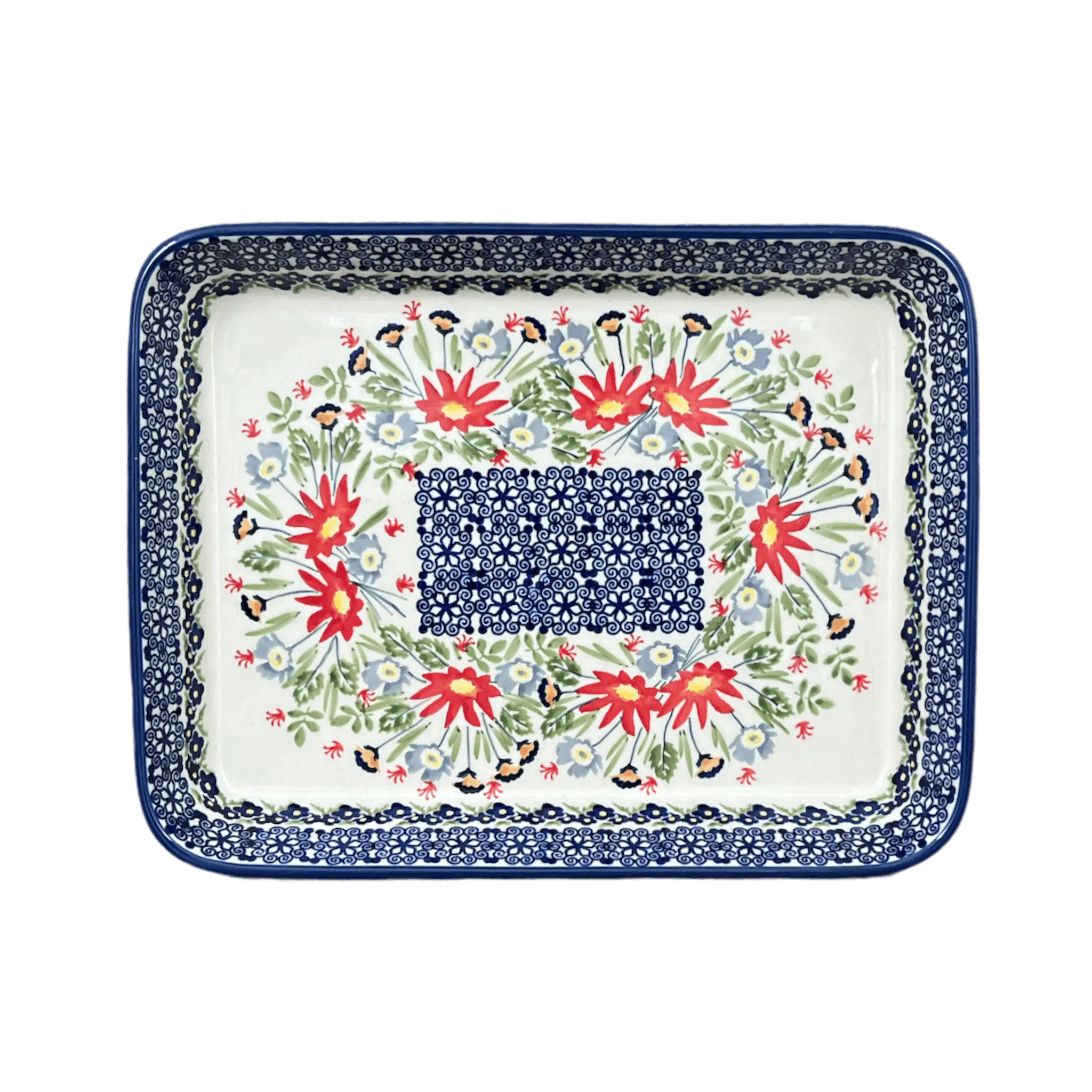 Baker, Rectangular, Shallow, 9" x 11" in "Floral Fantasy" by Manufaktura | P104S-P260