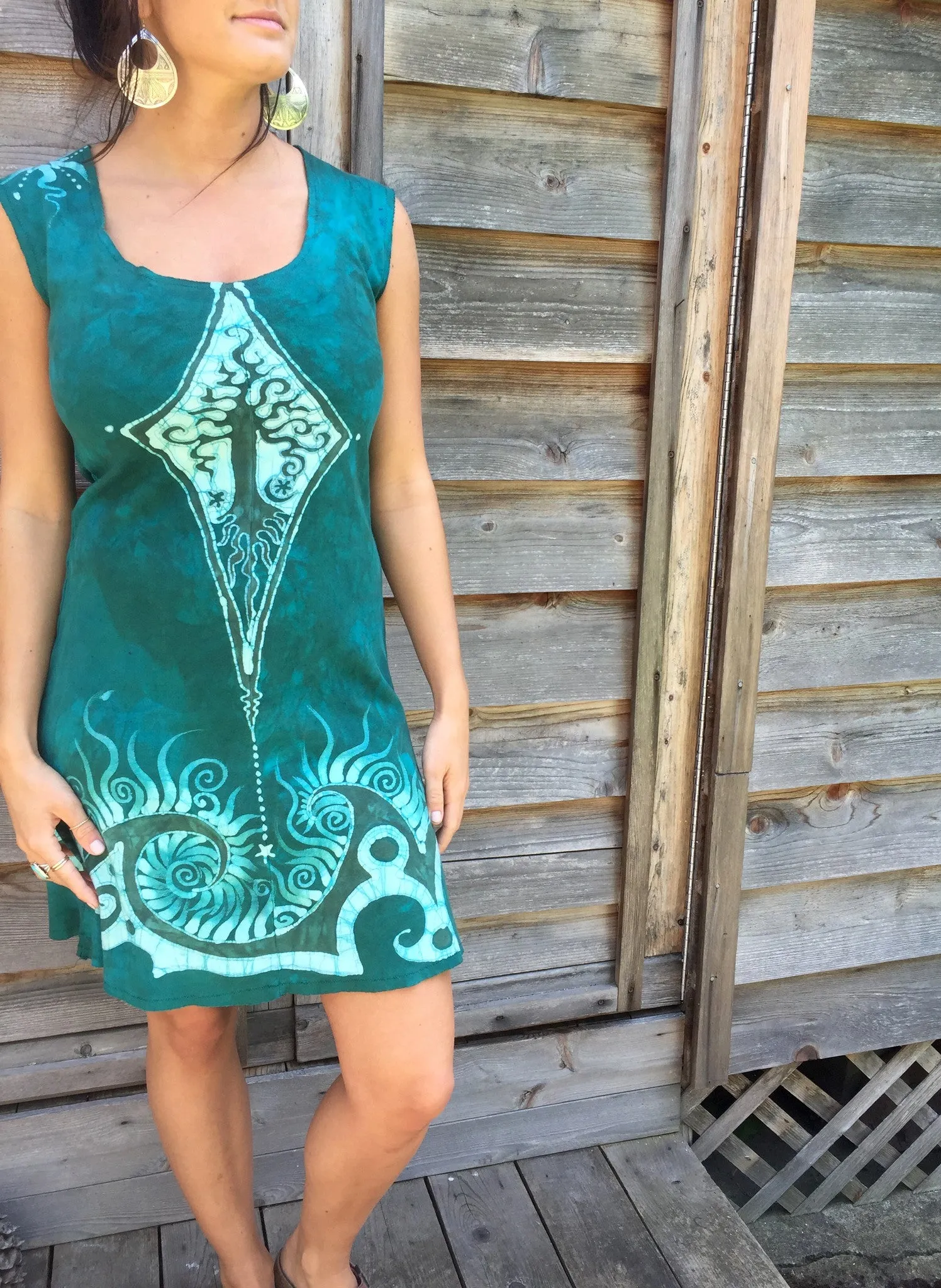 Caribbean Forest Organic Cotton Batik Dress