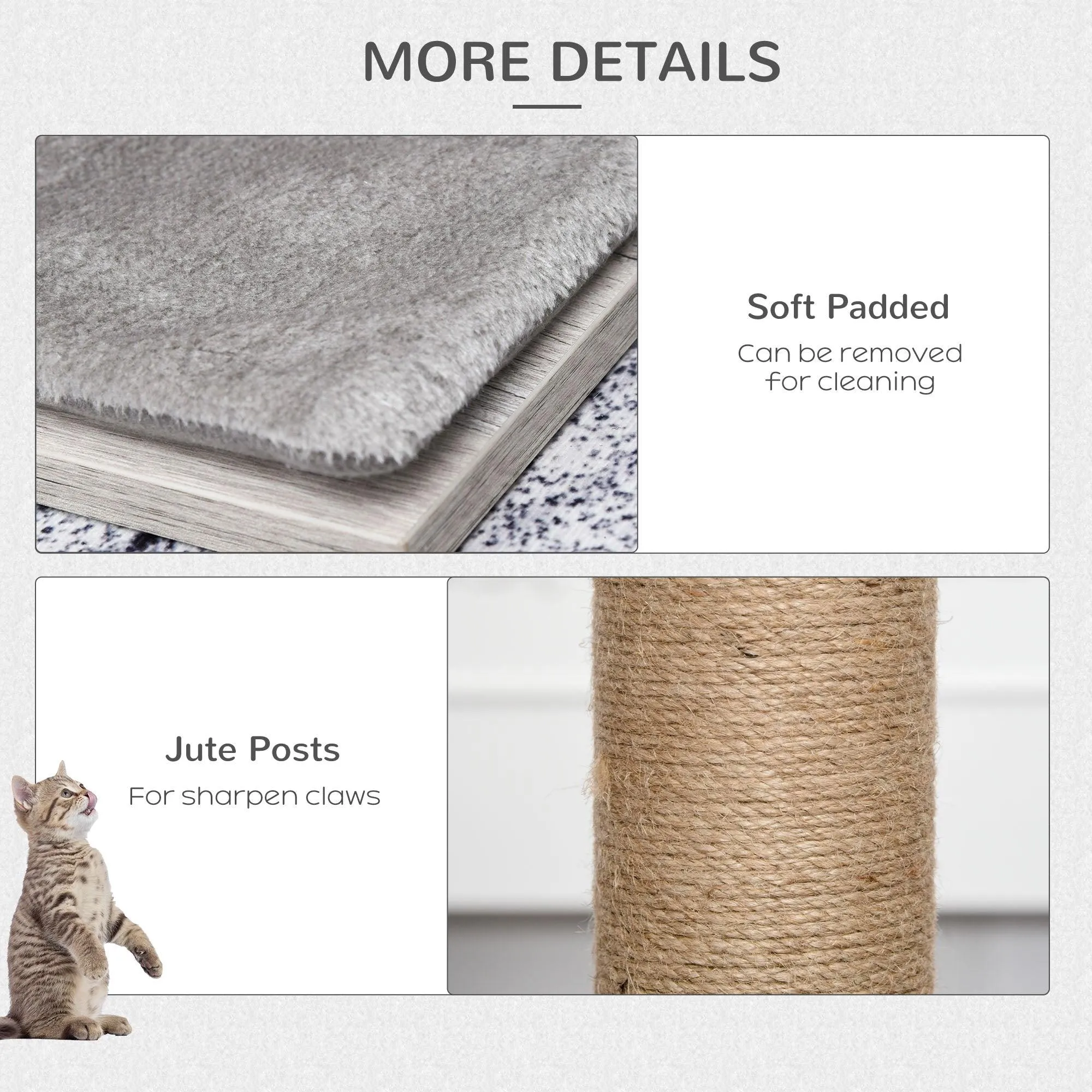 Cat Tower Condo with Jute Scratching Post, 114cm - Grey