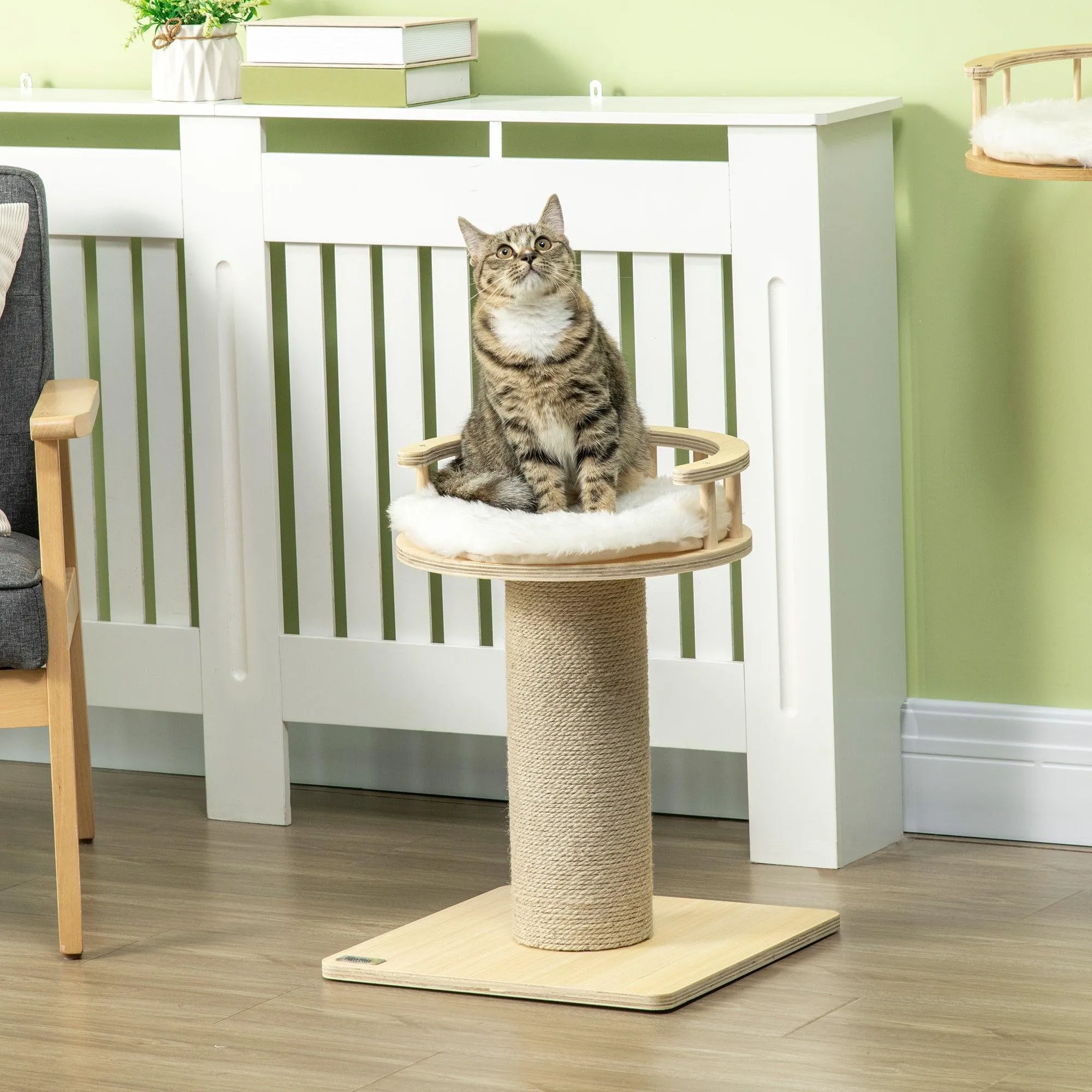 Cat Tower with Jute Scratching Post, 52cm - Natural