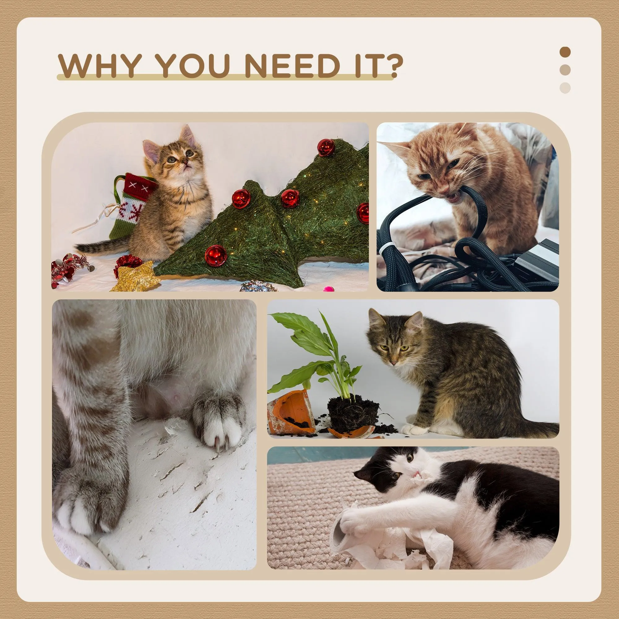 Cat Tower with Jute Scratching Post, 52cm - Natural