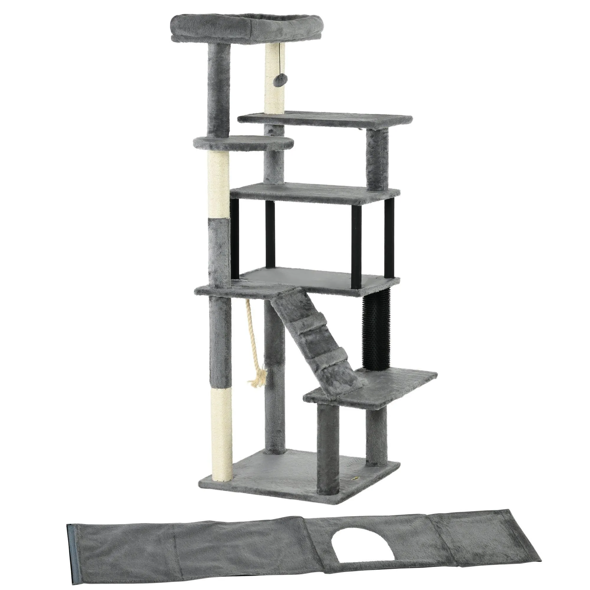 Cat Tower with Scratching Post, Cat House, 148cm - Grey