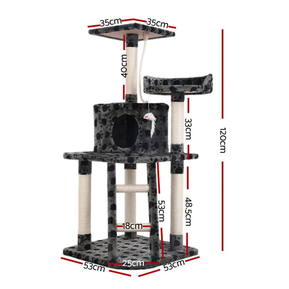 Cat Tree 120cm Trees Scratching Post Scratcher Tower Condo House Furniture 120cm - Dark Grey
