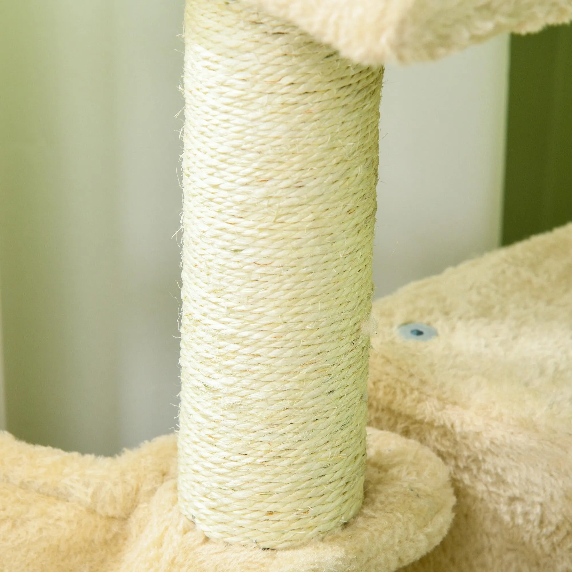 Cat Tree Tower with Sisal Scratching Post, 100cm - Cream White