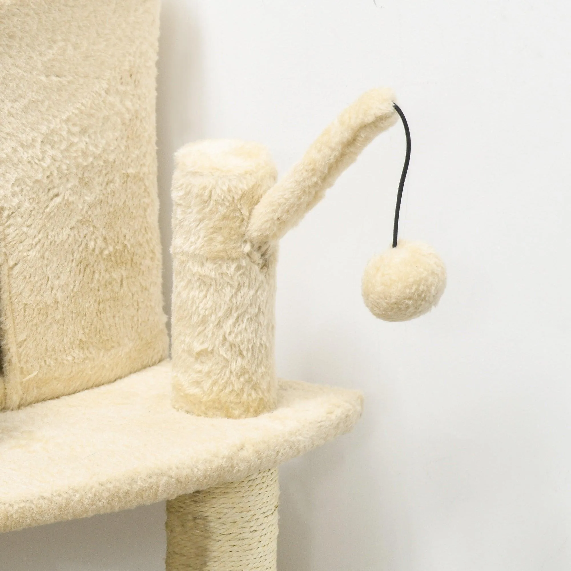Cat Tree Tower with Sisal Scratching Post, 100cm - Cream White