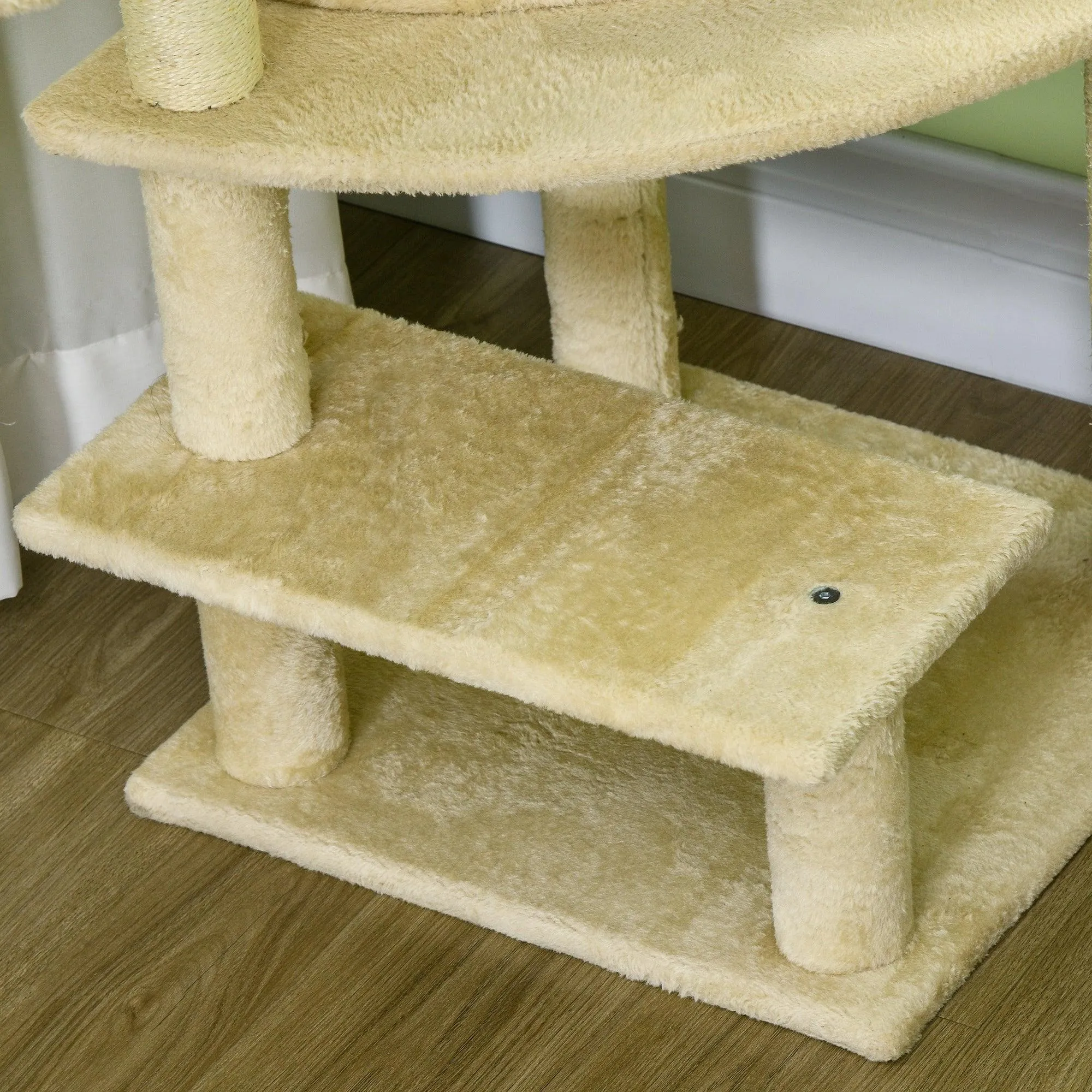 Cat Tree Tower with Sisal Scratching Post, 100cm - Cream White