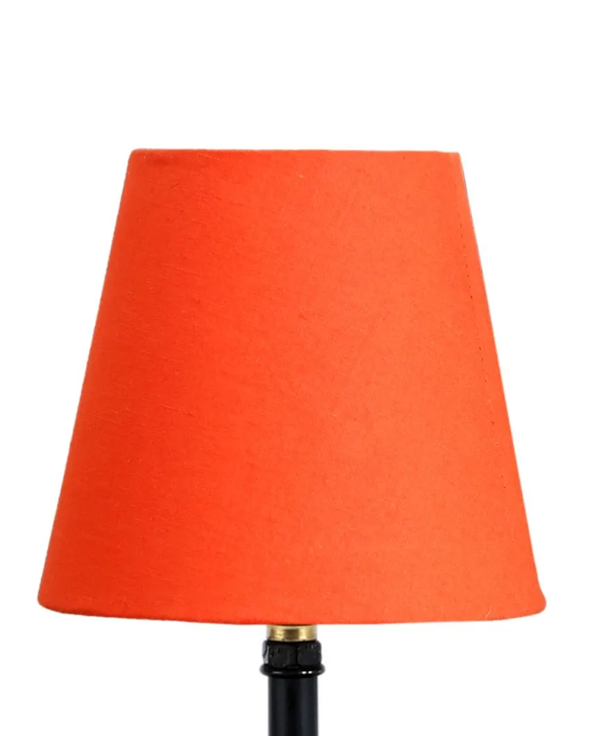 Cotton Round Wooden Black Base Table Lamp | 6 x 8 inches
