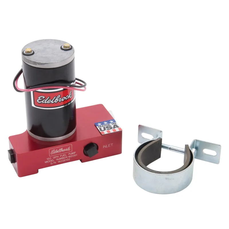 Edelbrock Quite-Flo Electric Fuel Pump 120 gph at 6.5 psi Preset 3/8" NPT Inlet/Outlet Aluminum - Red Anodize