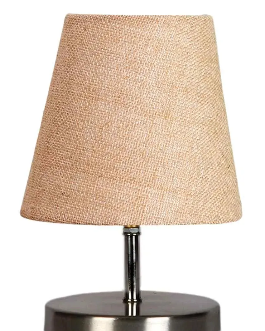 Eye Catchy Jute Round Metal Steel Table Lamp | 6 x 8 inches