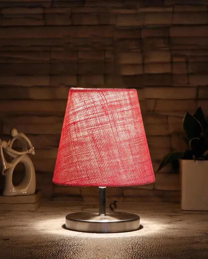Eye Catchy Jute Round Metal Steel Table Lamp | 6 x 8 inches
