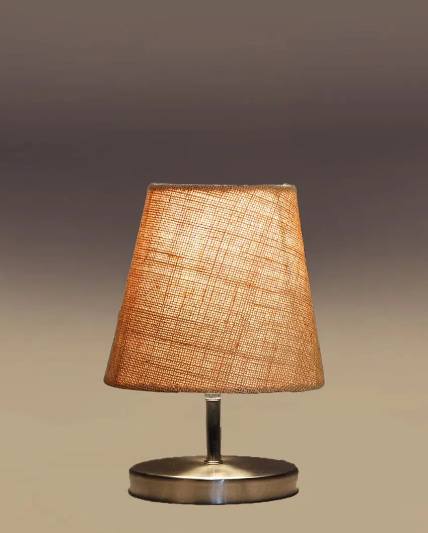 Eye Catchy Jute Round Metal Steel Table Lamp | 6 x 8 inches