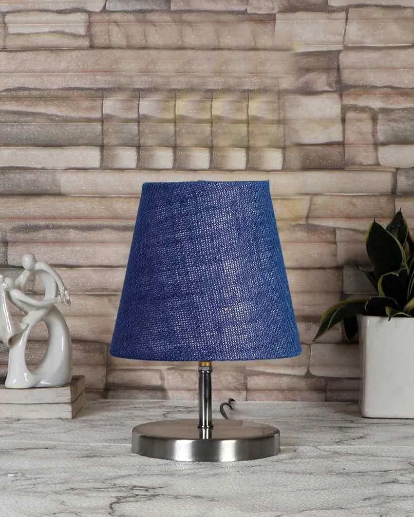 Eye Catchy Jute Round Metal Steel Table Lamp | 6 x 8 inches