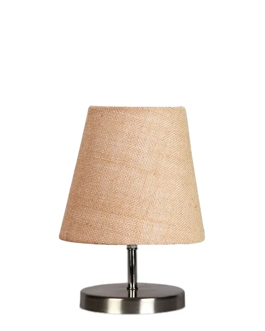 Eye Catchy Jute Round Metal Steel Table Lamp | 6 x 8 inches