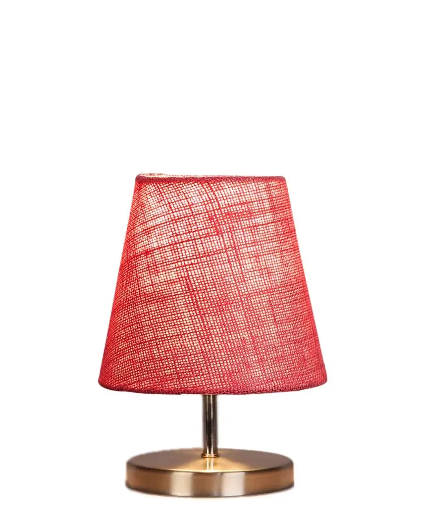 Eye Catchy Jute Round Metal Steel Table Lamp | 6 x 8 inches