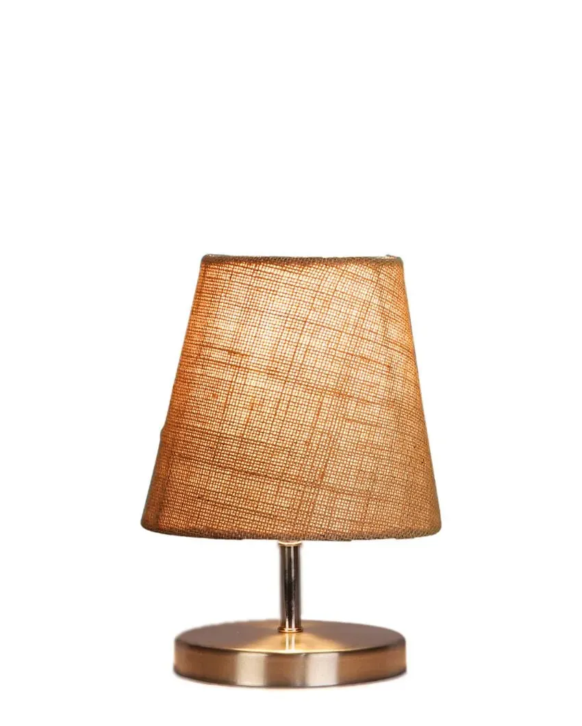Eye Catchy Jute Round Metal Steel Table Lamp | 6 x 8 inches