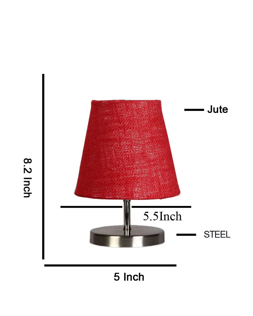 Eye Catchy Jute Round Metal Steel Table Lamp | 6 x 8 inches