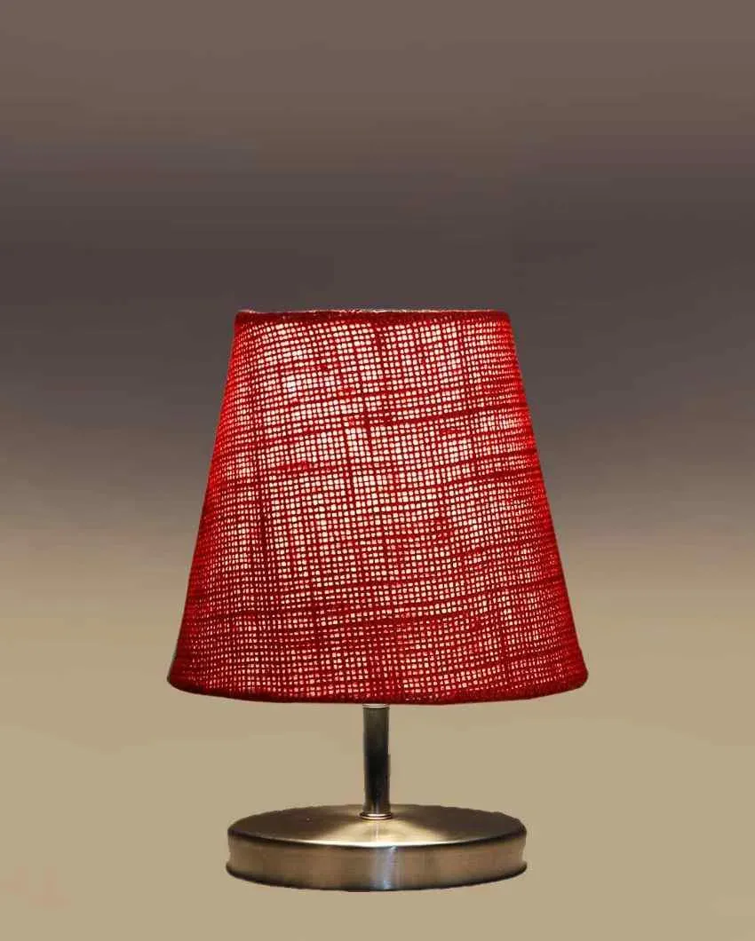 Eye Catchy Jute Round Metal Steel Table Lamp | 6 x 8 inches