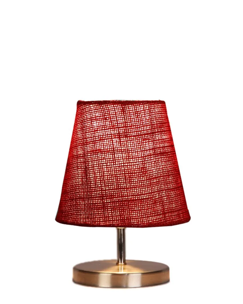 Eye Catchy Jute Round Metal Steel Table Lamp | 6 x 8 inches