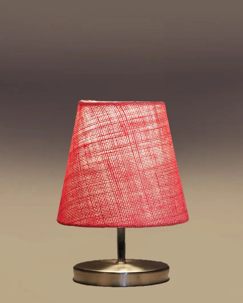 Eye Catchy Jute Round Metal Steel Table Lamp | 6 x 8 inches