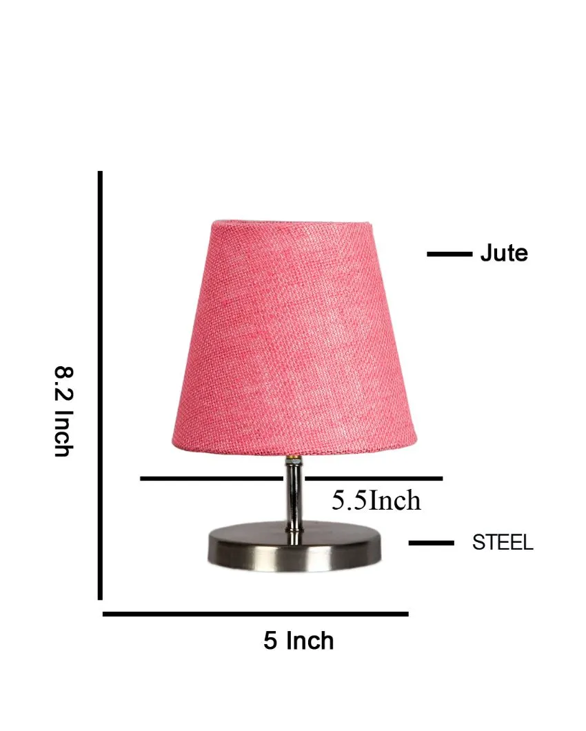 Eye Catchy Jute Round Metal Steel Table Lamp | 6 x 8 inches