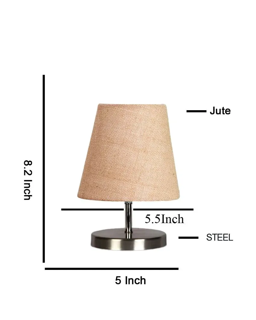 Eye Catchy Jute Round Metal Steel Table Lamp | 6 x 8 inches