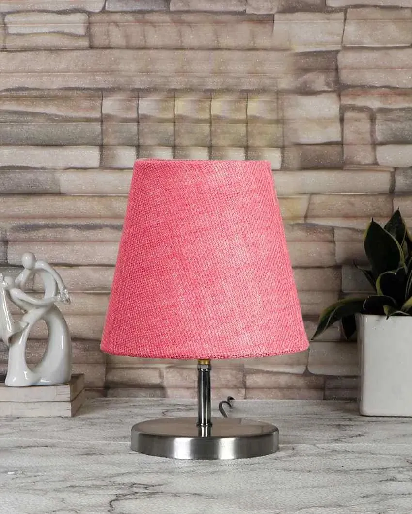 Eye Catchy Jute Round Metal Steel Table Lamp | 6 x 8 inches