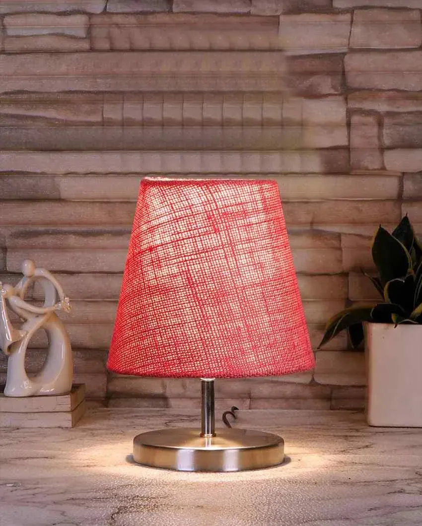 Eye Catchy Jute Round Metal Steel Table Lamp | 6 x 8 inches