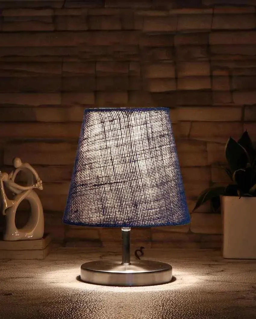 Eye Catchy Jute Round Metal Steel Table Lamp | 6 x 8 inches