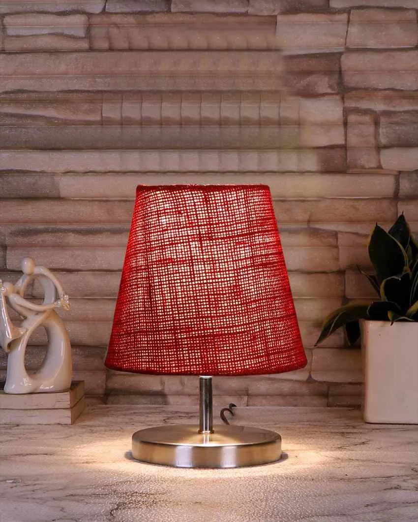 Eye Catchy Jute Round Metal Steel Table Lamp | 6 x 8 inches