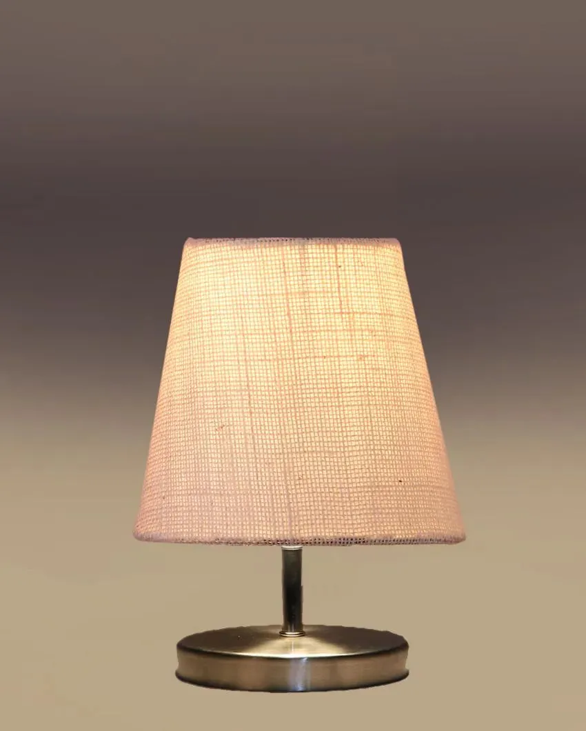 Eye Catchy Jute Round Metal Steel Table Lamp | 6 x 8 inches