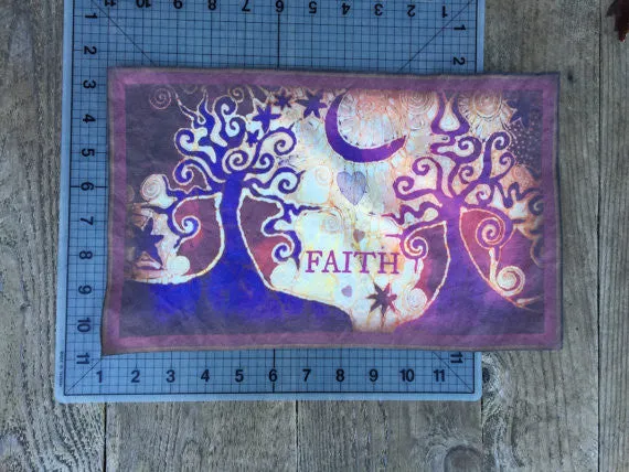 Faith and Trees Batik Fabric Print Patch
