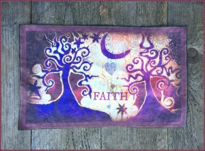 Faith and Trees Batik Fabric Print Patch