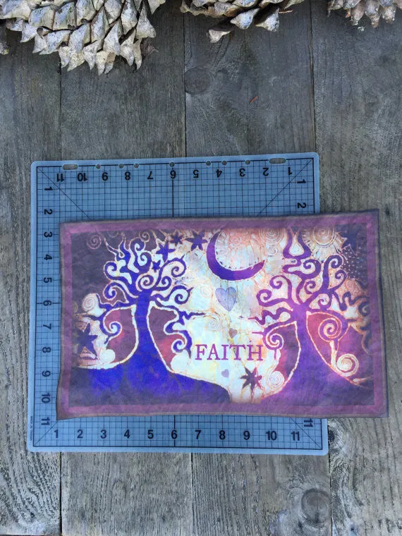 Faith and Trees Batik Fabric Print Patch