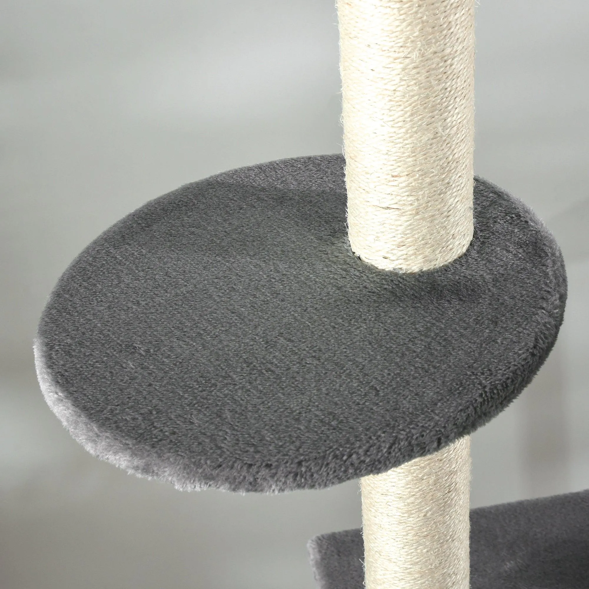 Floor-to-Ceiling Cat Climbing Toy Tower, 230-280cm - Light Grey