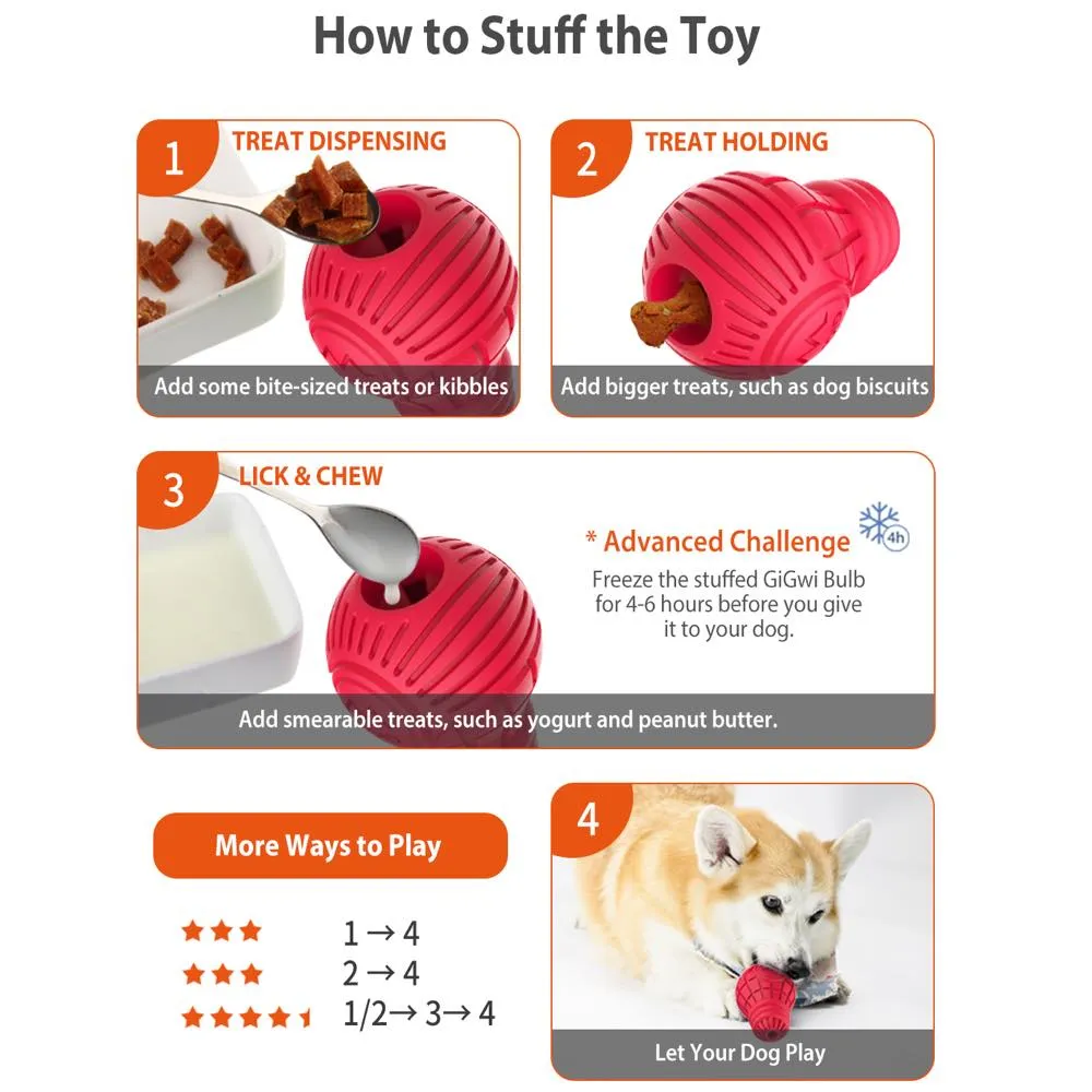 GiGwi Bulb Treat Dispenser Rubber Dog Toy (Medium)
